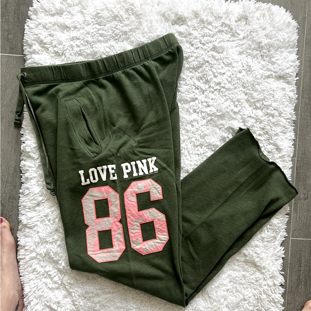 PINK Victoria's Secret Green Wide Leg Pants